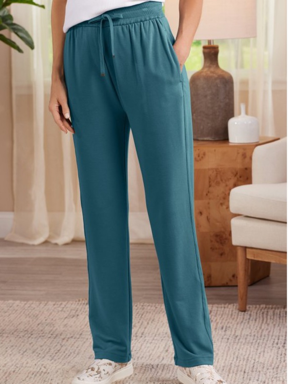 NWT SOFT SURROUNDINGS Live Soft Sarah Pants Teal Blue Large Comfy Cozy Lounge